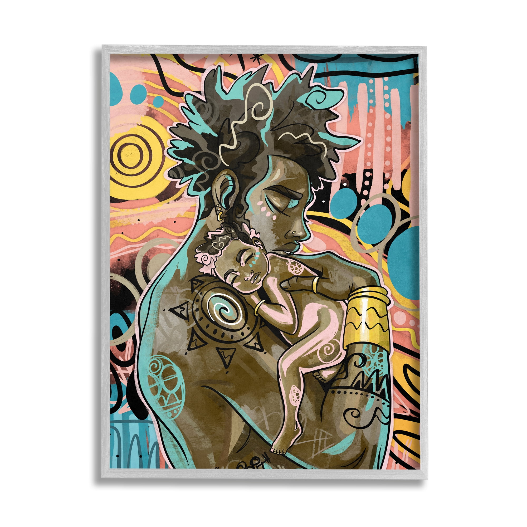 Stupell Indtries Father Holding Newborn Baby Bold Abstract Pattern,16 x 20,Design by Jtin Copeland