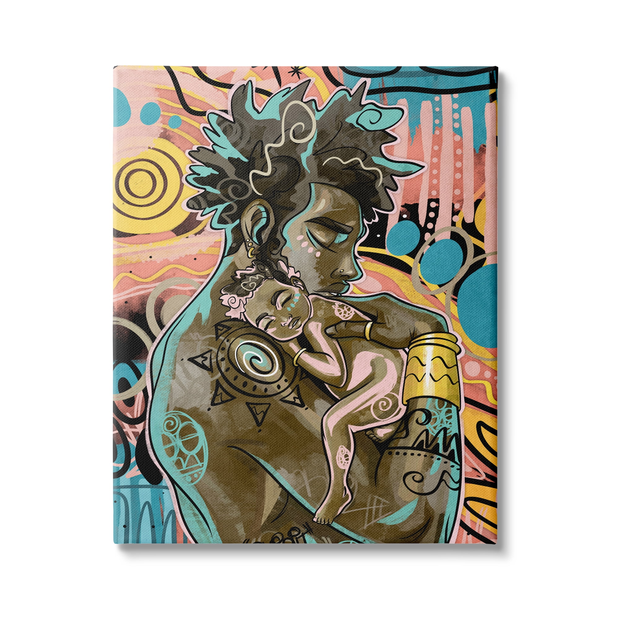 Stupell Indtries Father Holding Newborn Baby Bold Abstract Pattern,36 x 48,Design by Jtin Copeland