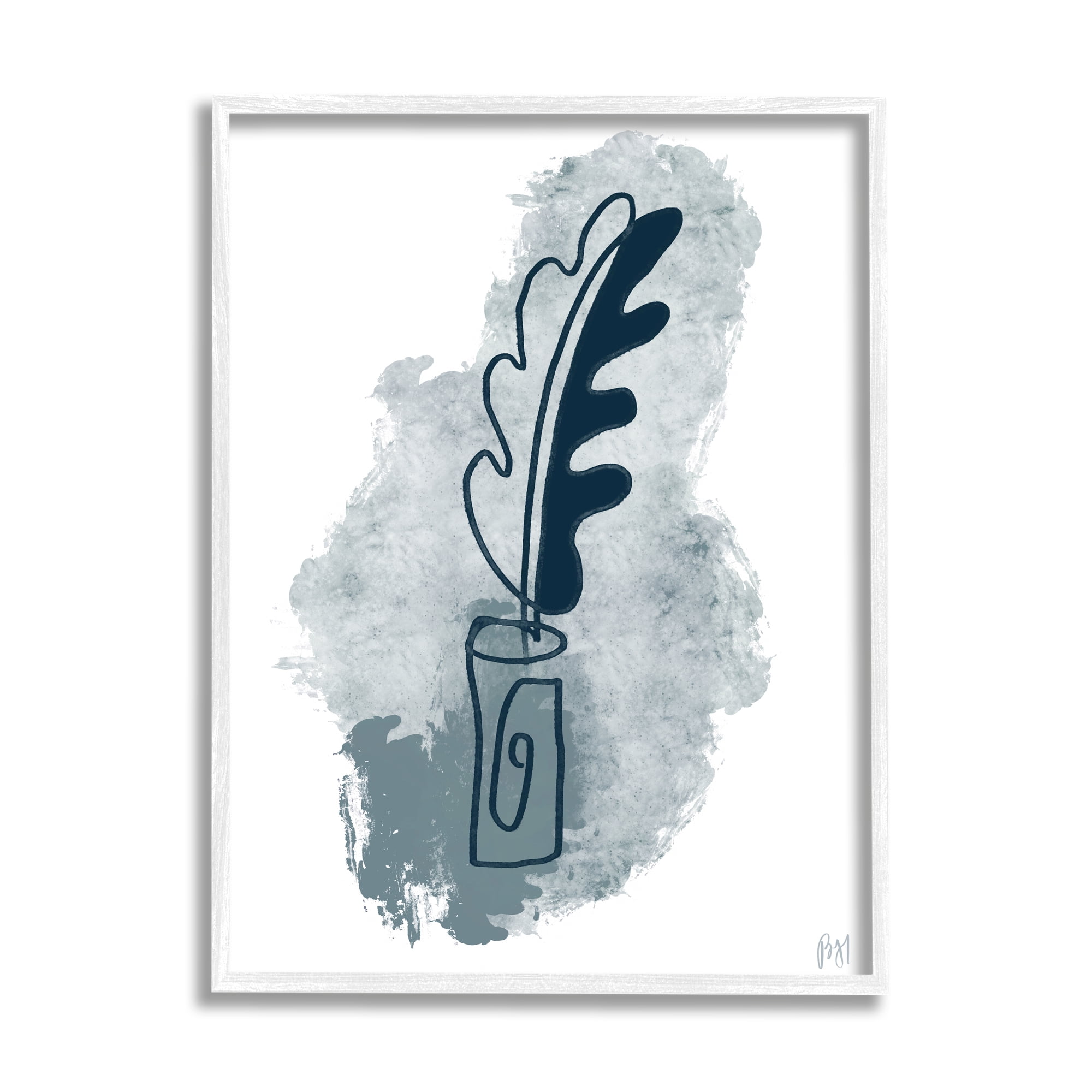 Stupell Indtries Feather Quill Ink Pot Abstract Lines Soft Blues,16 x 20,Design by Birch&Ink