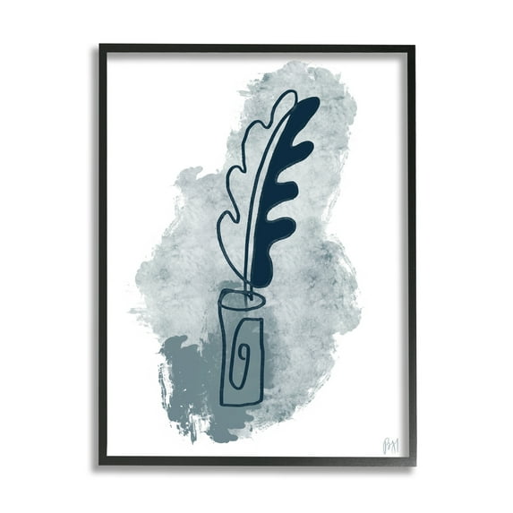 Stupell Indtries Feather Quill Ink Pot Abstract Lines Soft Blues,24 x 30,Design by Birch&Ink