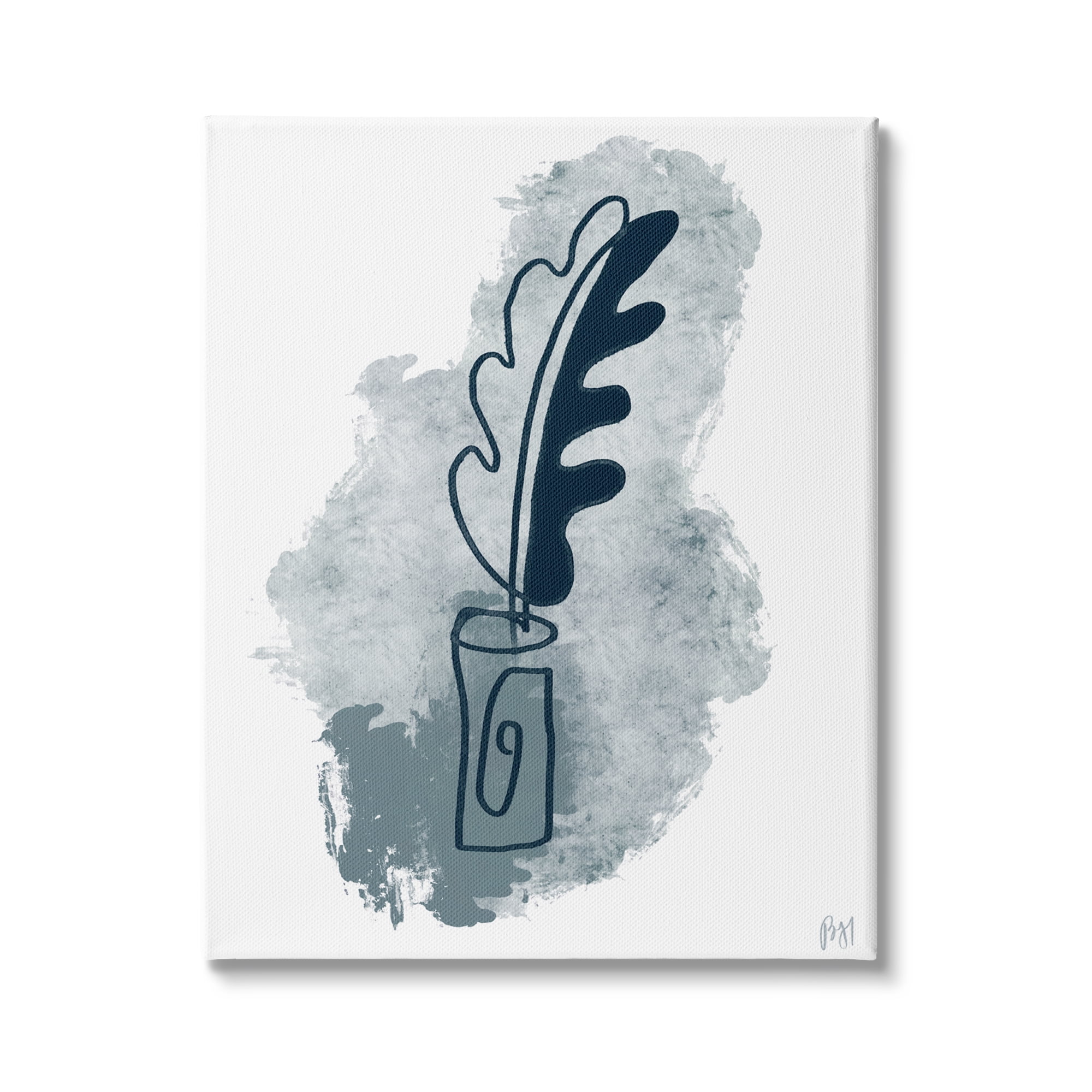 Stupell Indtries Feather Quill Ink Pot Abstract Lines Soft Blues,24 x 30,Design by Birch&Ink