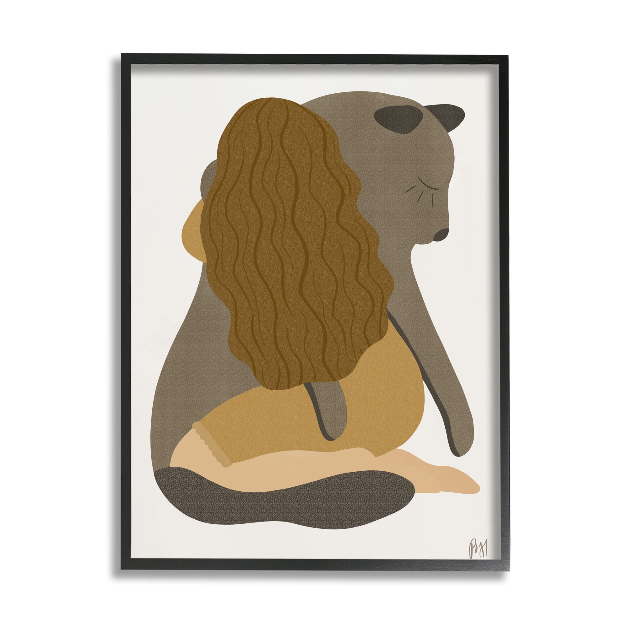 Stupell Indtries Female Hugging Sea Lion Animal Warm Earth Tones,16 x 20,Design by Birch&Ink