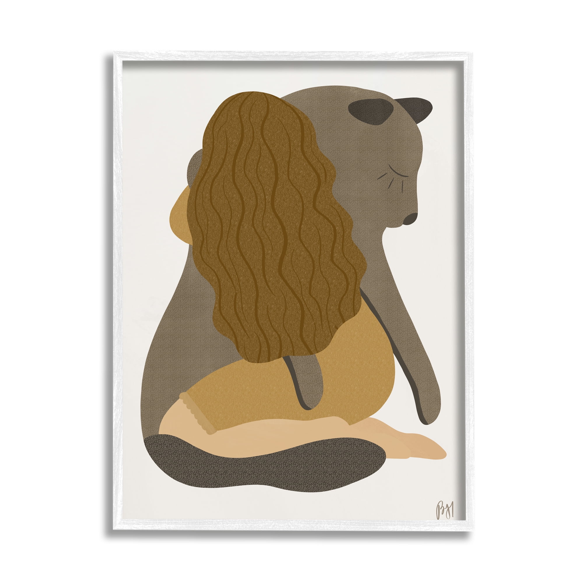 Stupell Indtries Female Hugging Sea Lion Animal Warm Earth Tones,24 x 30,Design by Birch&Ink