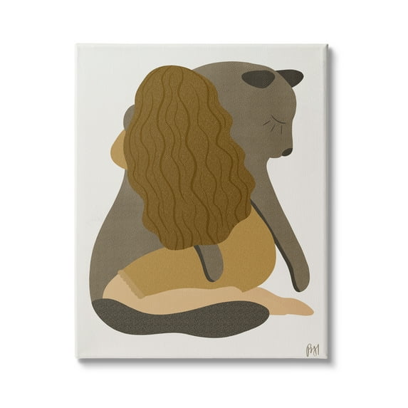 Stupell Indtries Female Hugging Sea Lion Animal Warm Earth Tones,30 x 40,Design by Birch&Ink
