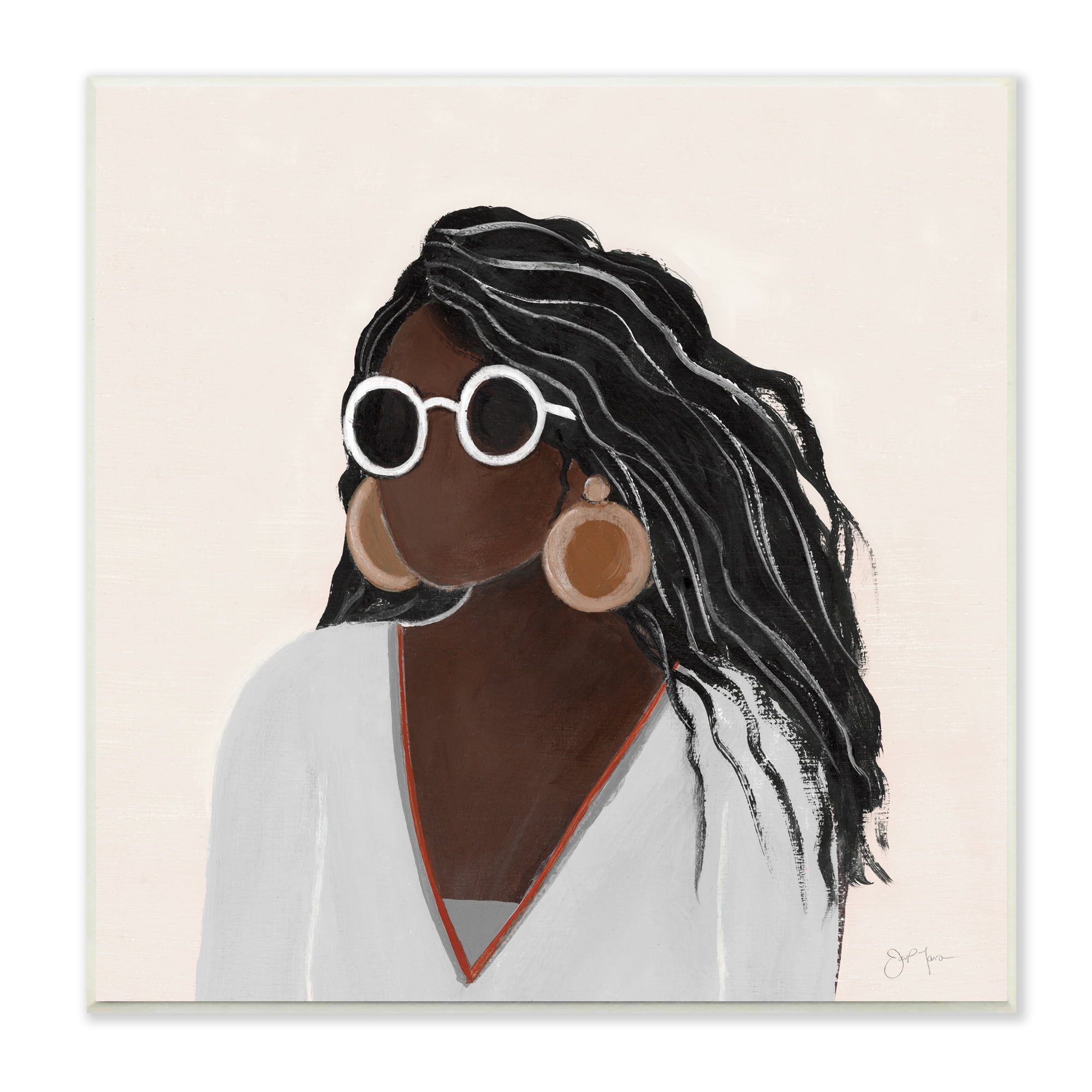 Stupell Indtries Female Portrait with Bold Sunglasses Comfy Fashion,12 x 12,Design by Tava Studios