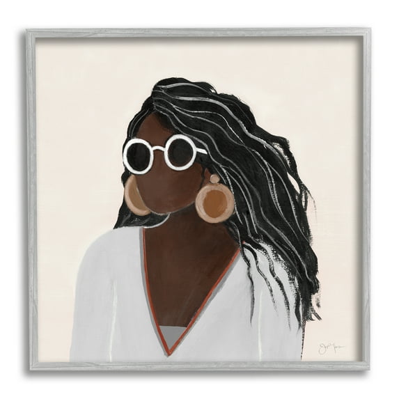 Stupell Indtries Female Portrait with Bold Sunglasses Comfy Fashion,17 x 17,Design by Tava Studios
