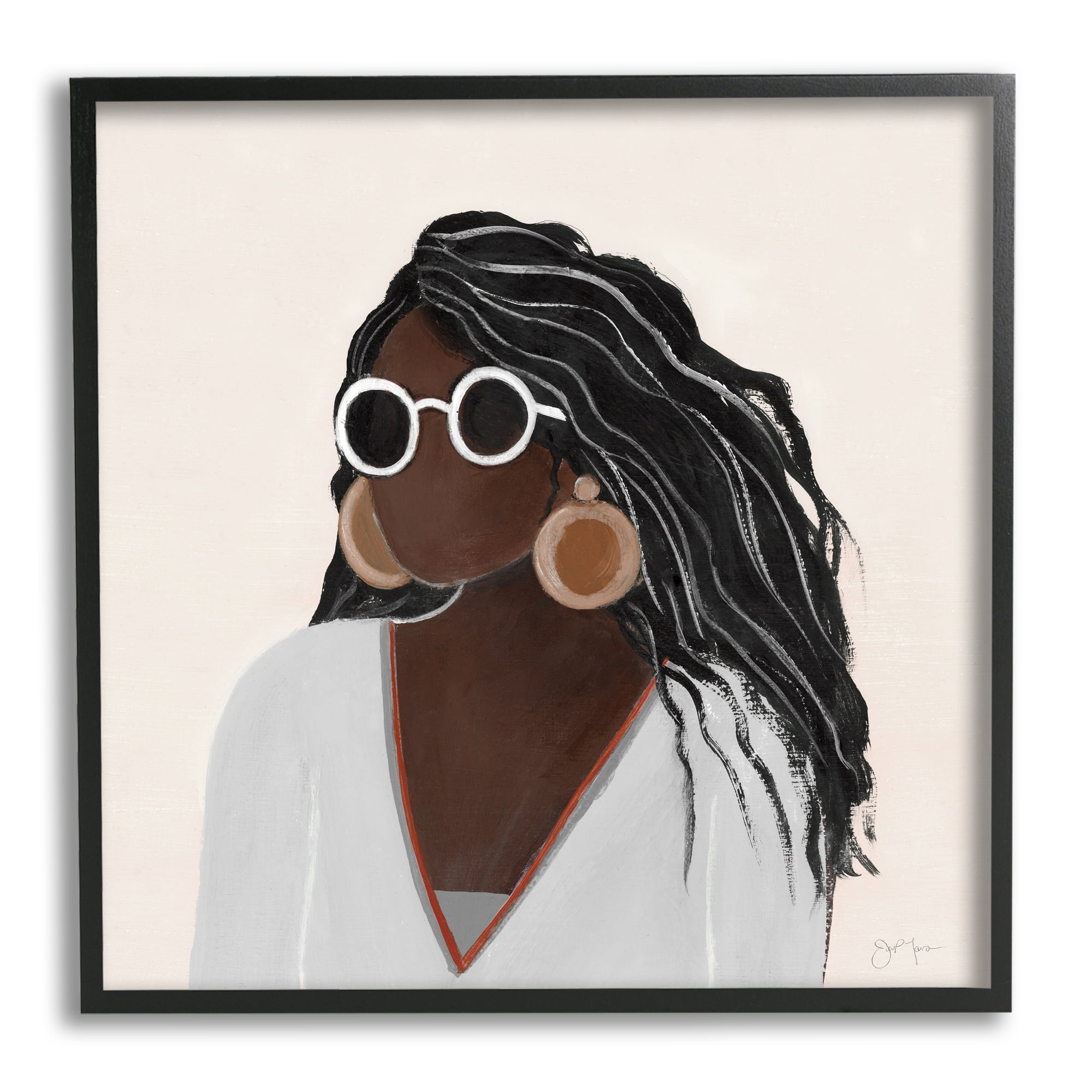 Stupell Indtries Female Portrait with Bold Sunglasses Comfy Fashion,17 x 30,Design by Tava Studios