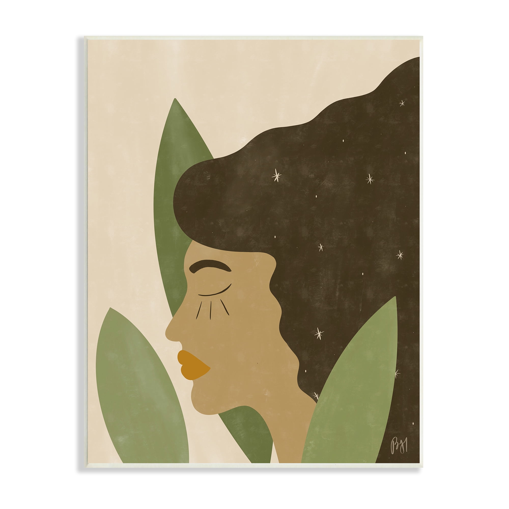 Stupell Indtries Female in Tall Grass Abstract Hair Portrait ,13 x 19,Design by Birch&Ink