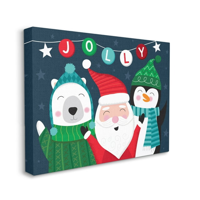 Stupell Indtries Festive Christmas Jolly Typography Santa Cla Penguin, 24 x 30, Design by Louise Allen