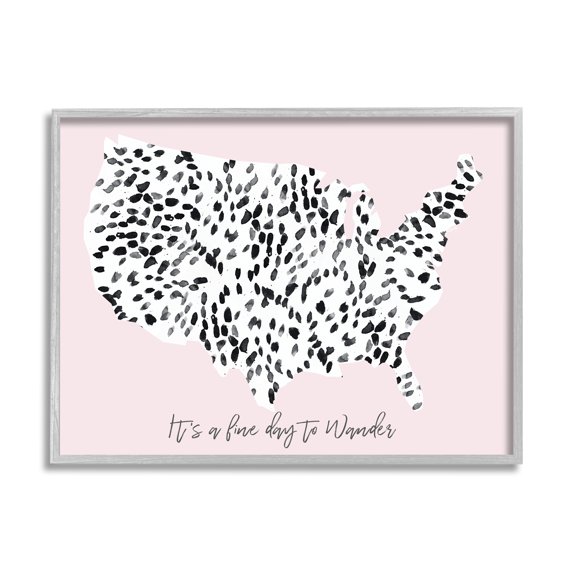 Stupell Indtries Fine Day to Wander Sentiment Patterned Map,14 x 11,Design by Sn Bryant