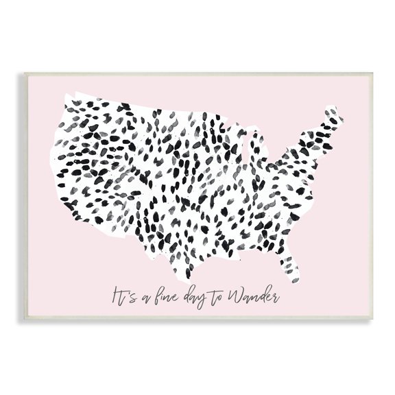 Stupell Indtries Fine Day to Wander Sentiment Patterned Map,15 x 10,Design by Sn Bryant