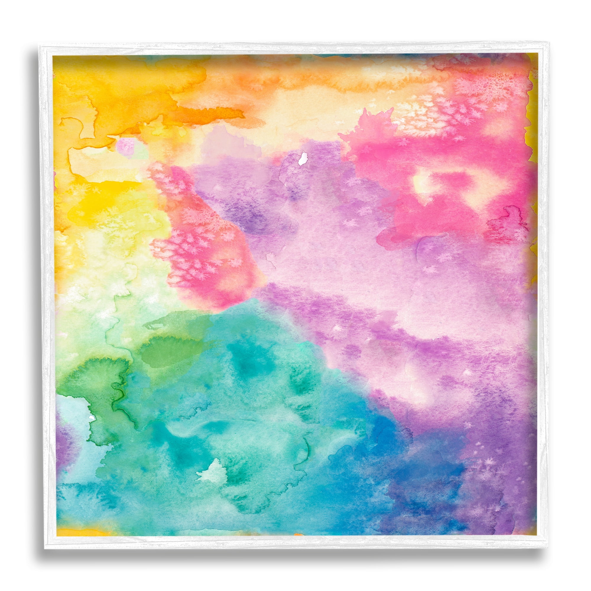 Stupell Indtries Fluid Abstract Watercolor Paint Rainbow Ombre Pattern,24 x 24,Design by Nola James