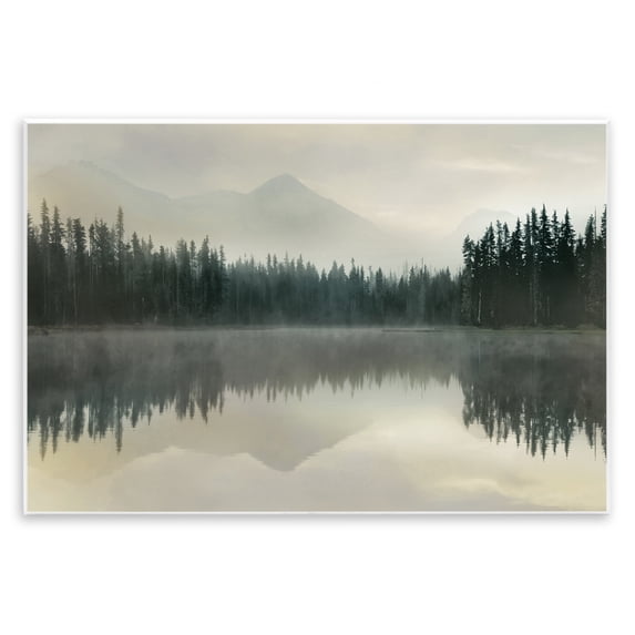 Foggy Lake Forest Landscape Reflection Wall Plaque Art, 19 x 13