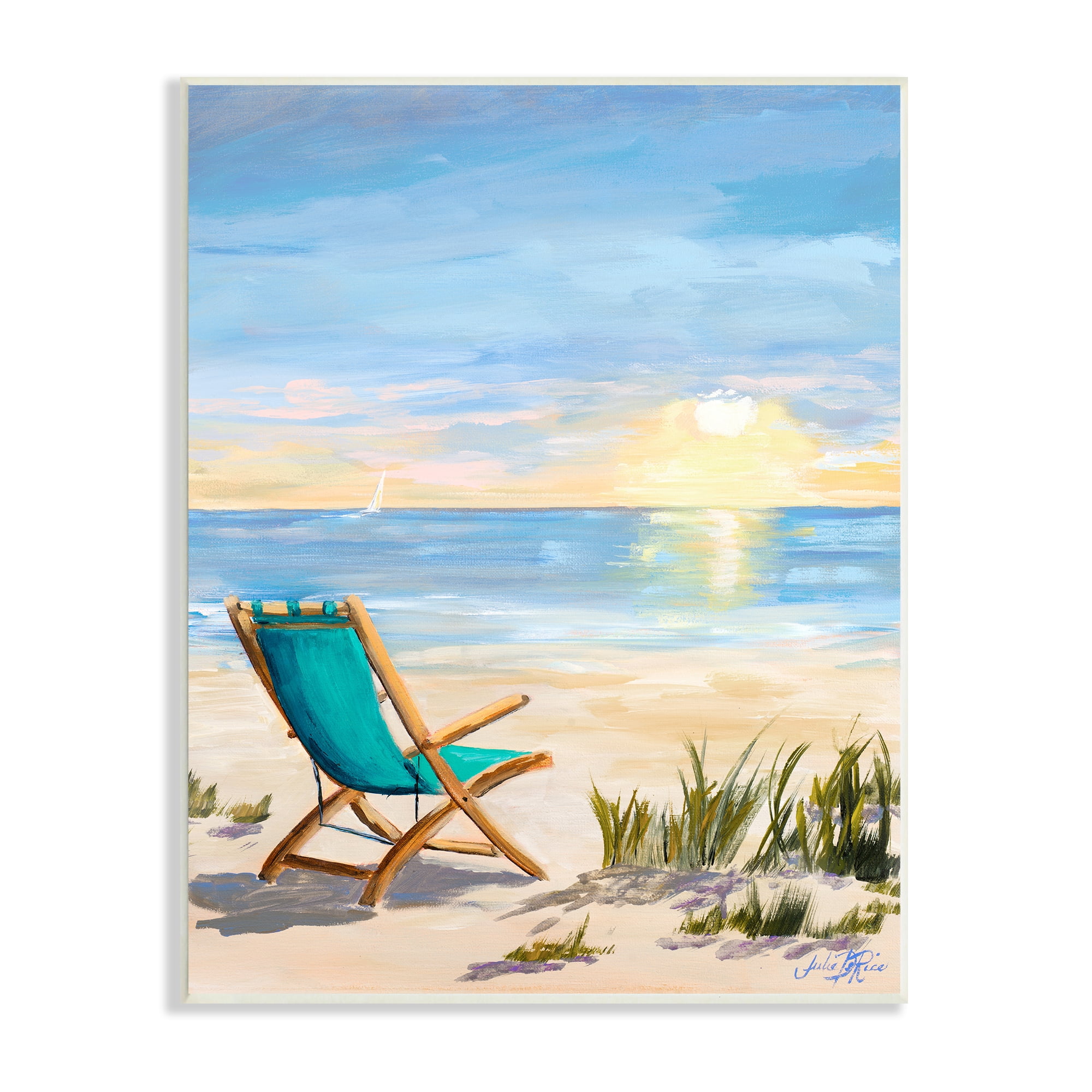 Stupell Indtries Folding Chair Sunset Beach Landscape Summer Ombre Sky,10 x 15,Design by Julie DeRice