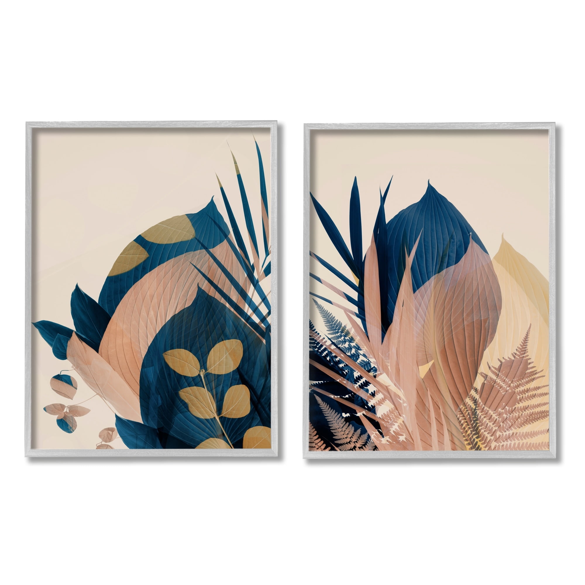 Stupell Indtries Forest Floor Fern Foliage Bold Blue Leaves Layered,11 x 14,Design by Ian Winstanley