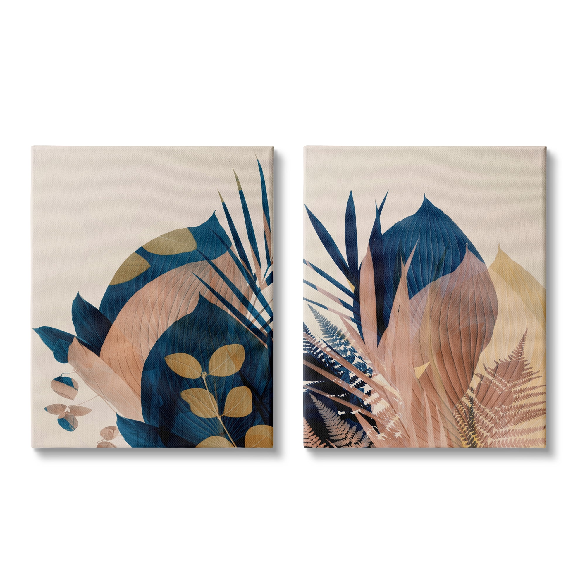 Stupell Indtries Forest Floor Fern Foliage Bold Blue Leaves Layered,24 x 30,Design by Ian Winstanley