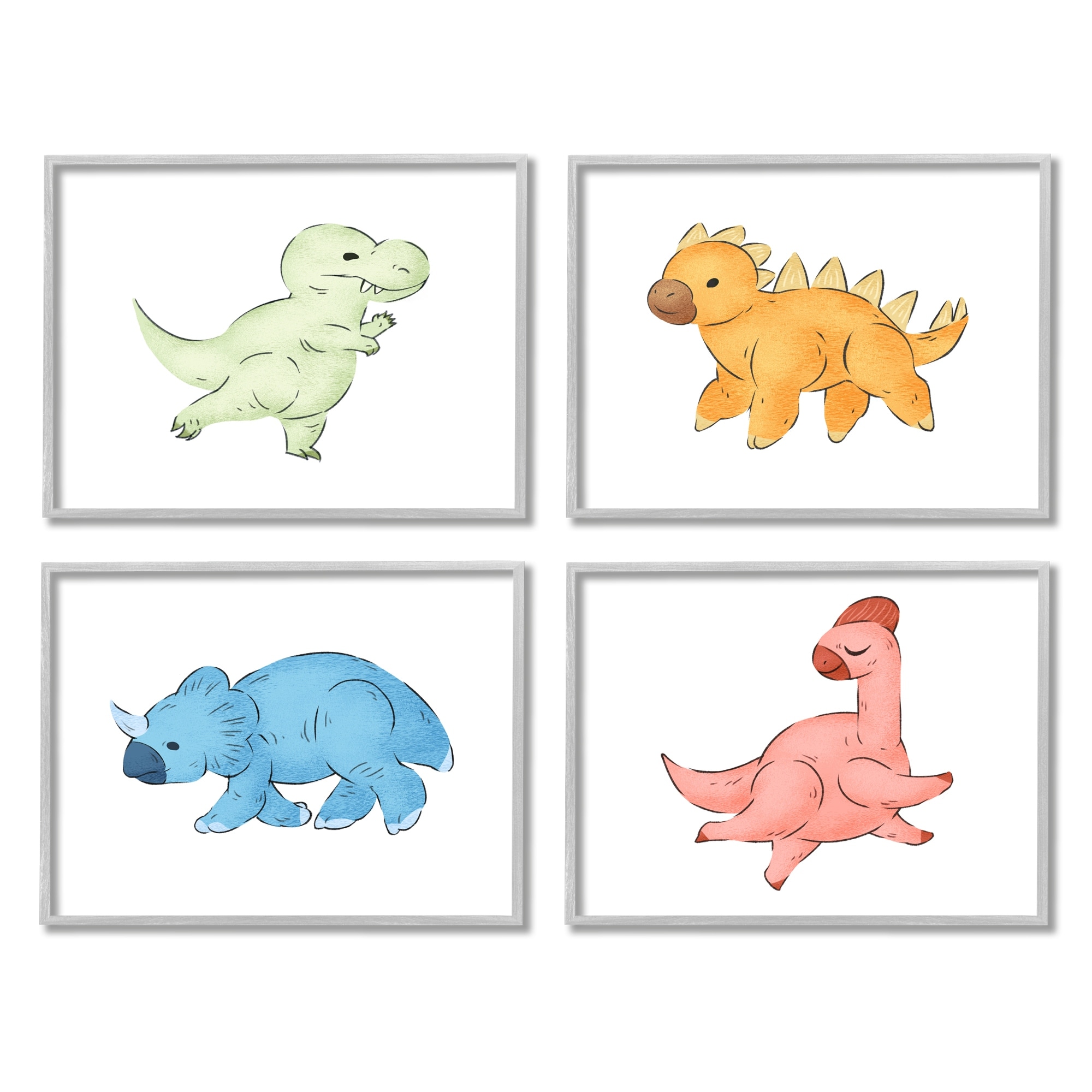 Stupell Indtries Fun Baby Dinosaurs Cute T-Rex Children's Prehistoric Reptiles,14 x 11,Design by Ziwei Li