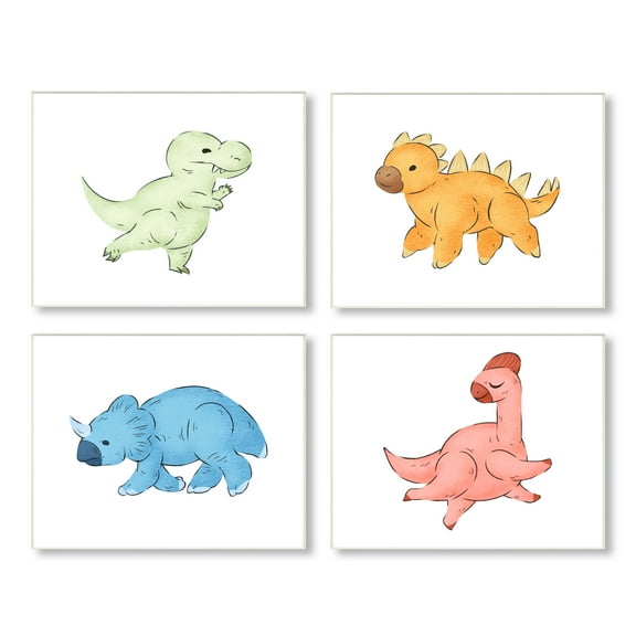 Stupell Indtries Fun Baby Dinosaurs Cute T-Rex Children's Prehistoric Reptiles,15 x 10,Design by Ziwei Li