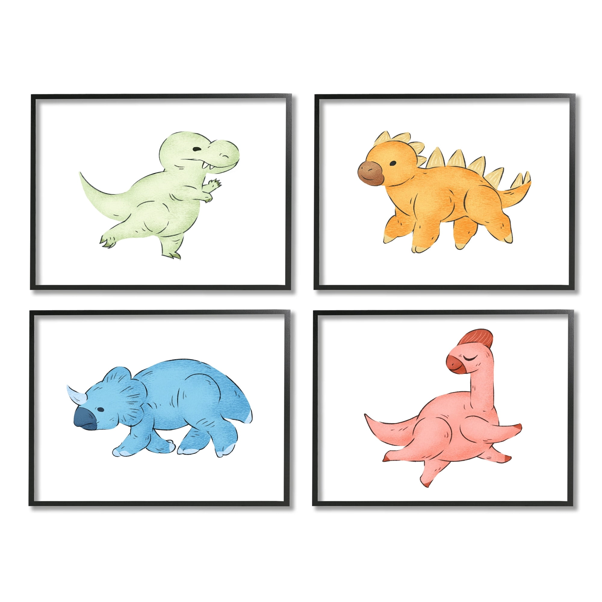 Stupell Indtries Fun Baby Dinosaurs Cute T-Rex Children's Prehistoric Reptiles,20 x 16,Design by Ziwei Li