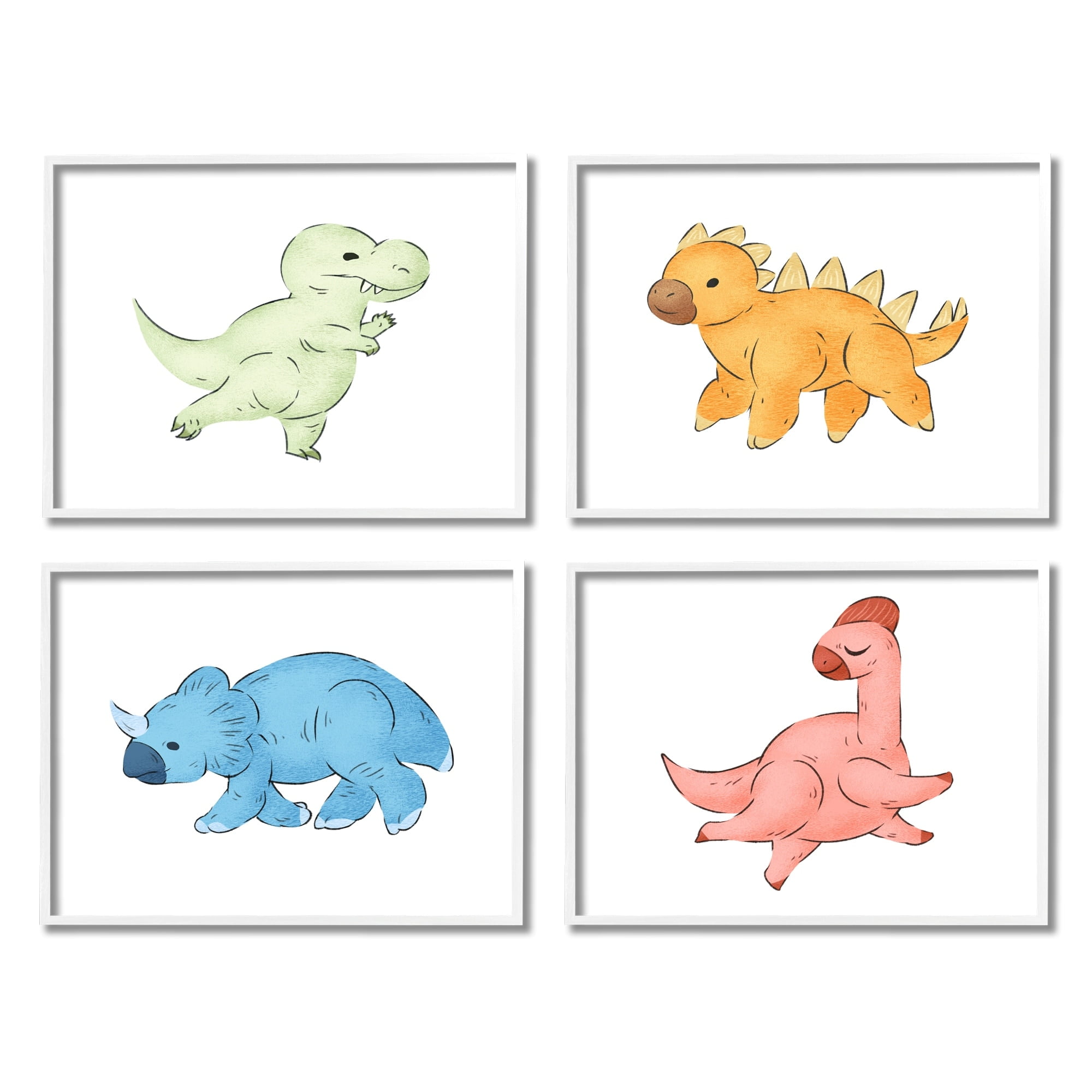 Stupell Indtries Fun Baby Dinosaurs Cute T-Rex Children's Prehistoric Reptiles,20 x 16,Design by Ziwei Li