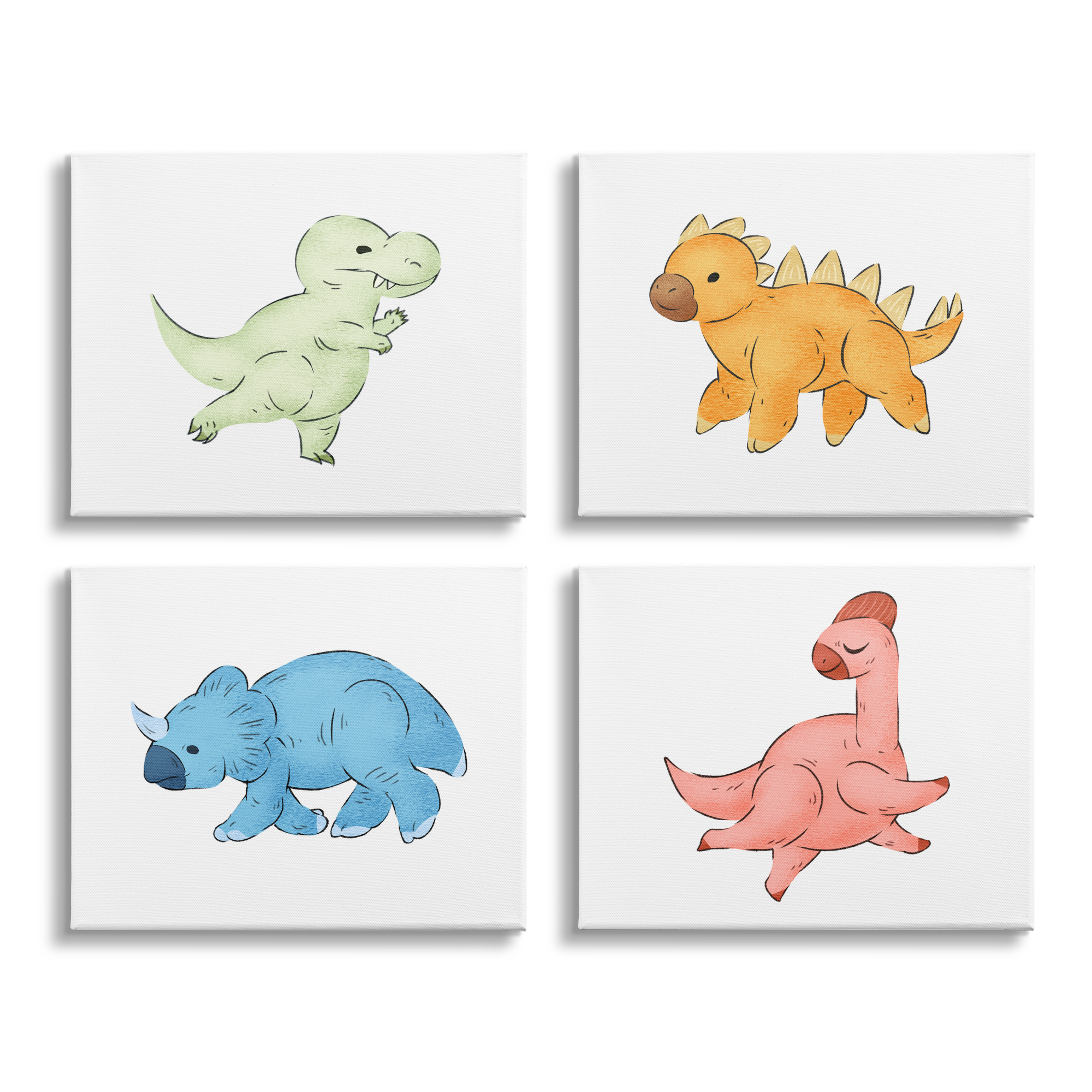 Stupell Indtries Fun Baby Dinosaurs Cute T-Rex Children's Prehistoric Reptiles,20 x 16,Design by Ziwei Li
