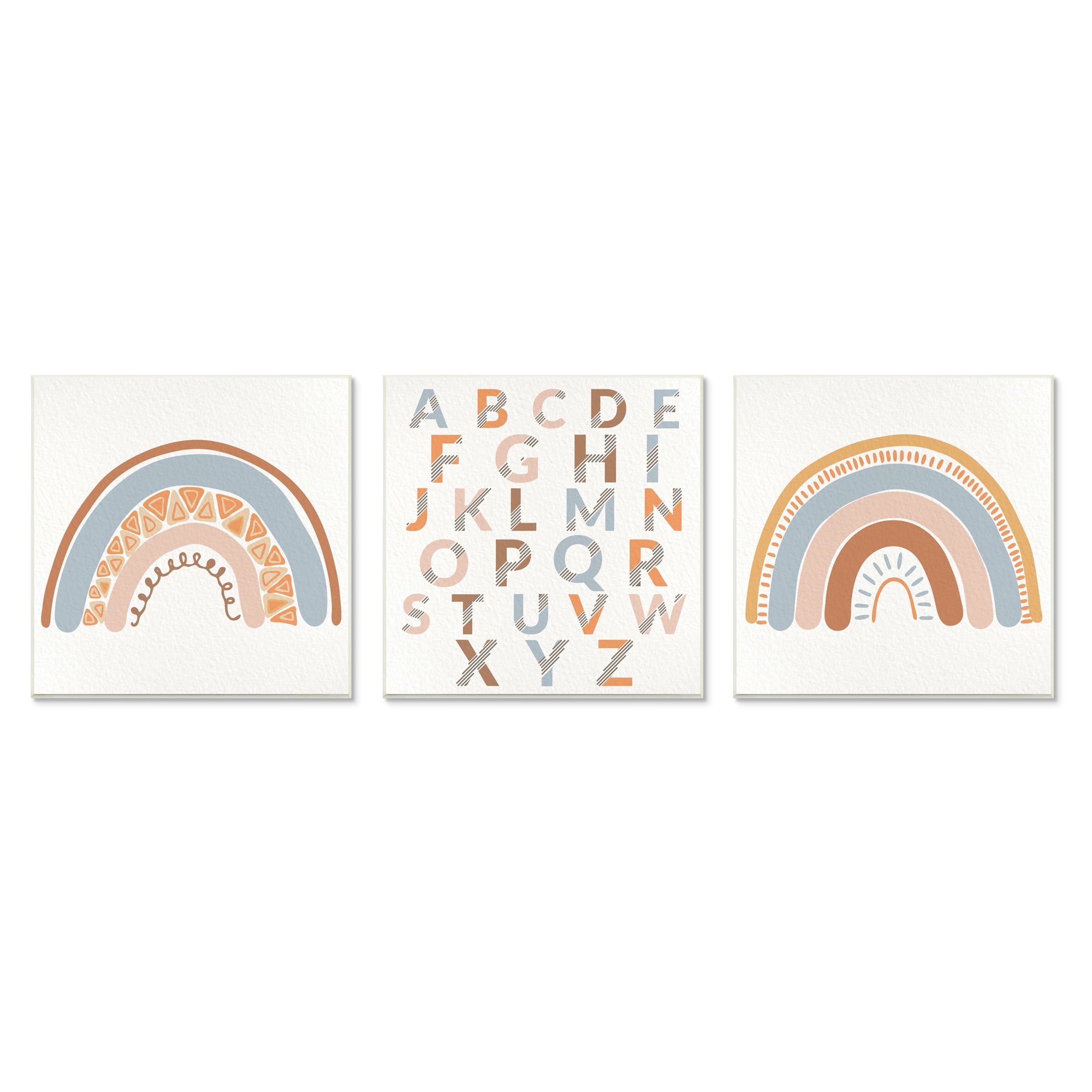 Stupell Indtries Geometric Rainbow Playful Alphabet Chart Brown Blue,12 x 12,Design by Kim Allen