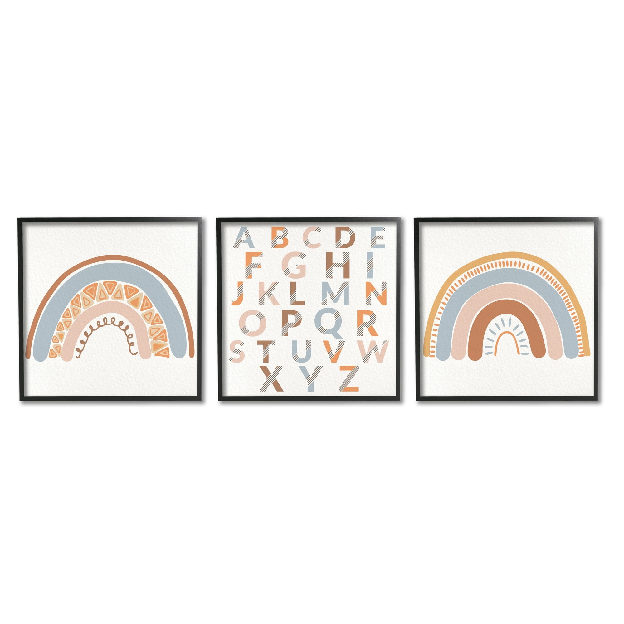 Stupell Indtries Geometric Rainbow Playful Alphabet Chart Brown Blue,17 x 1.5 x17,Design by Kim Allen