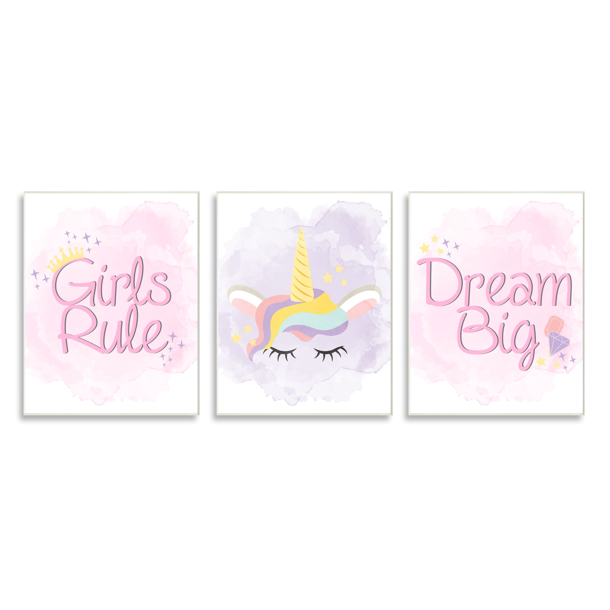 Stupell Indtries Girls Rule Dream Big Star Crown Unicorn,13 x 19,Design by Kim Allen