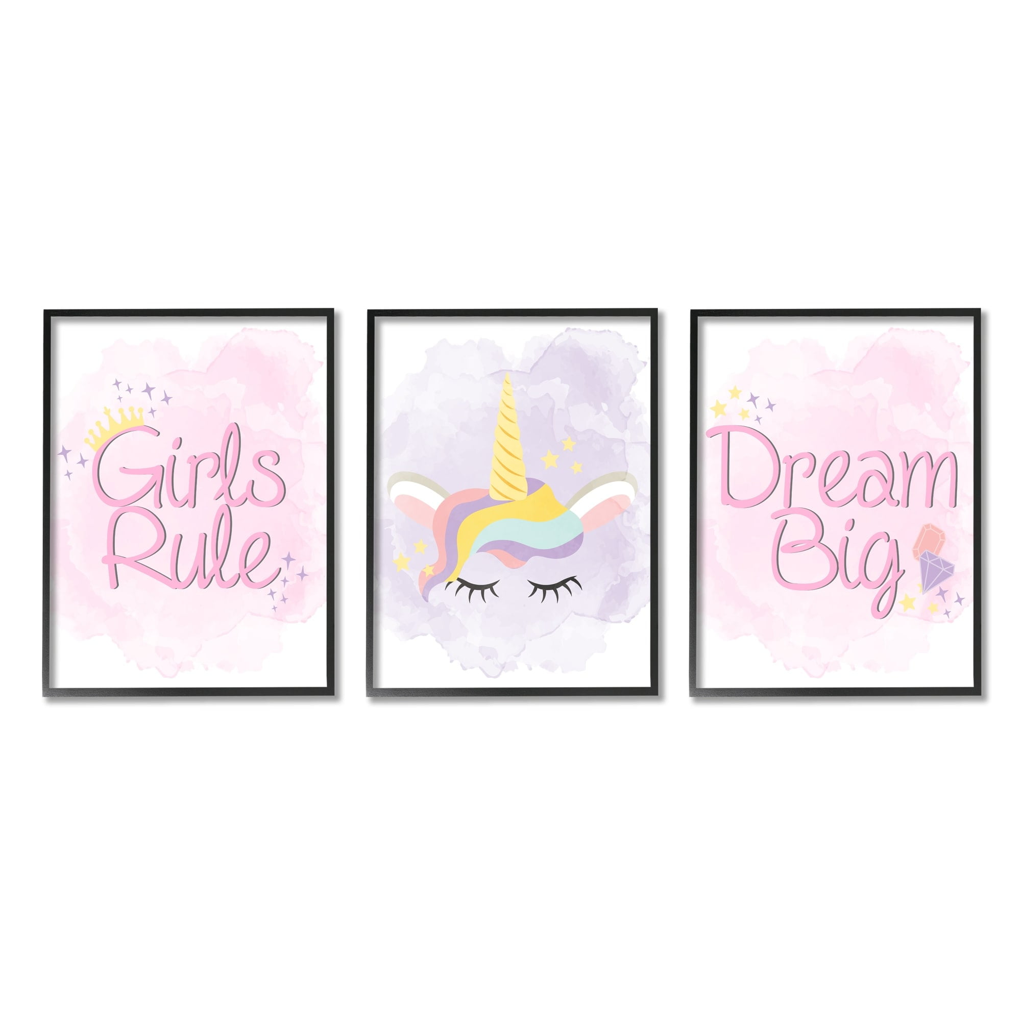 Stupell Indtries Girls Rule Dream Big Star Crown Unicorn,16 x 20,Design by Kim Allen