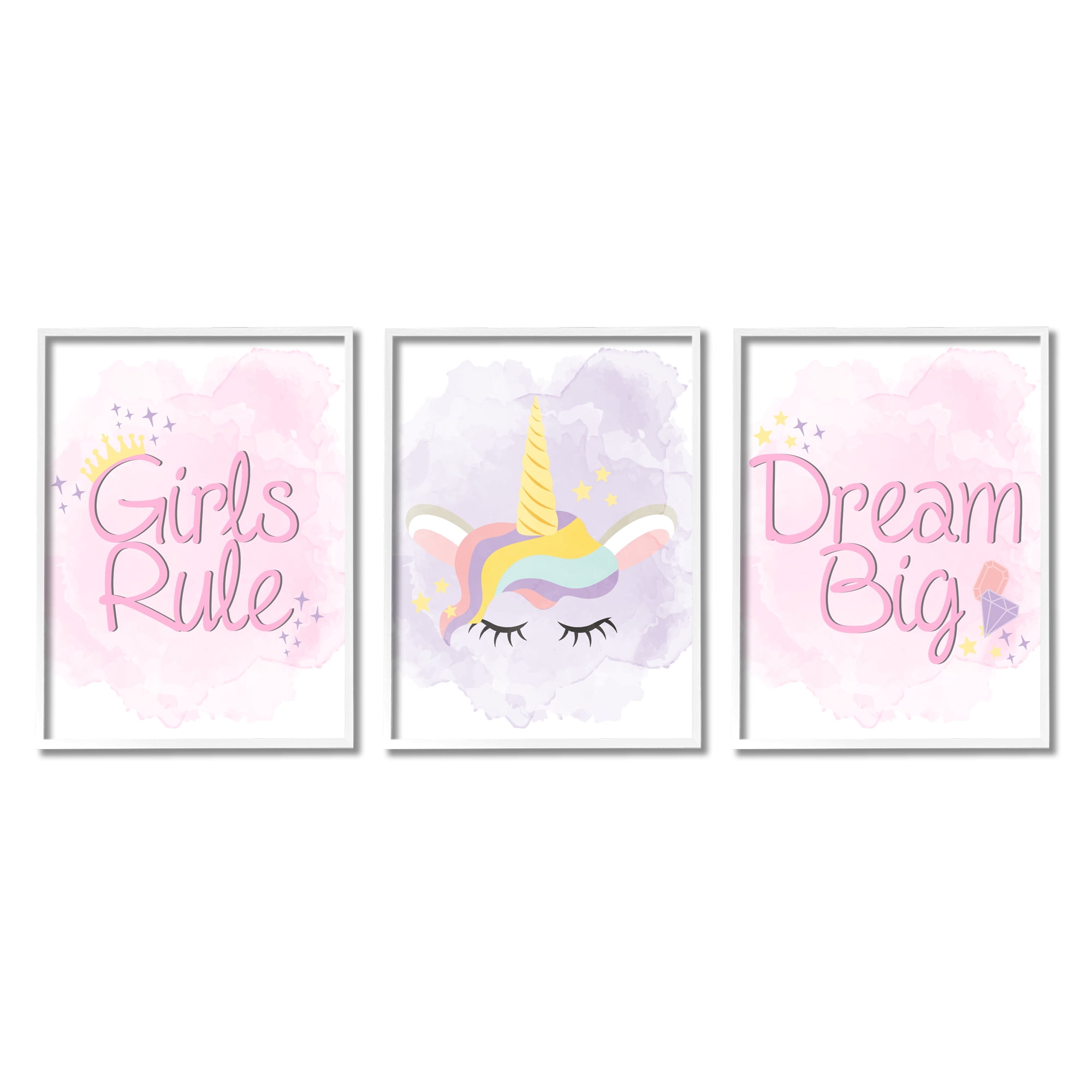 Stupell Indtries Girls Rule Dream Big Star Crown Unicorn,24 x 30,Design by Kim Allen