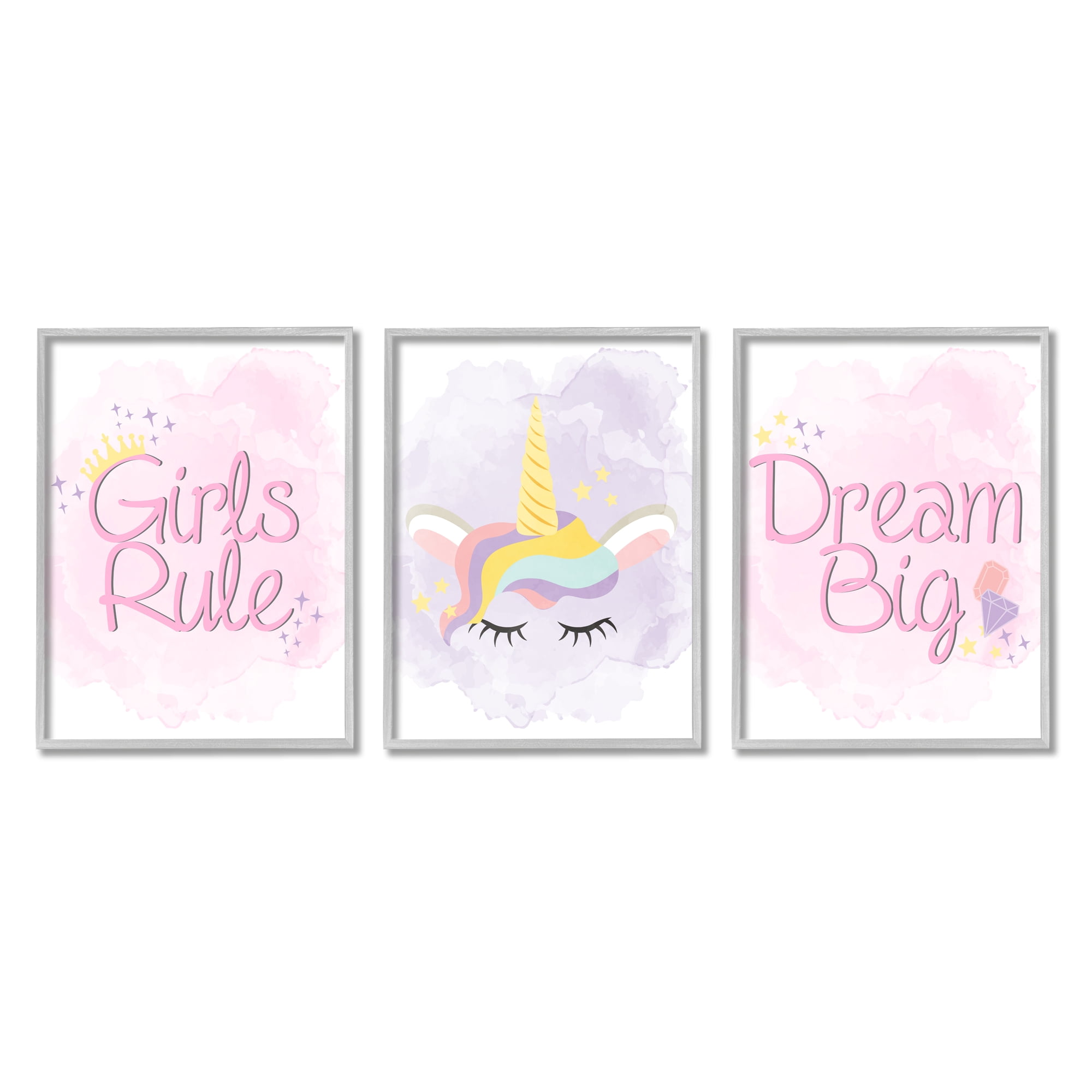 Stupell Indtries Girls Rule Dream Big Star Crown Unicorn,24 x 30,Design by Kim Allen