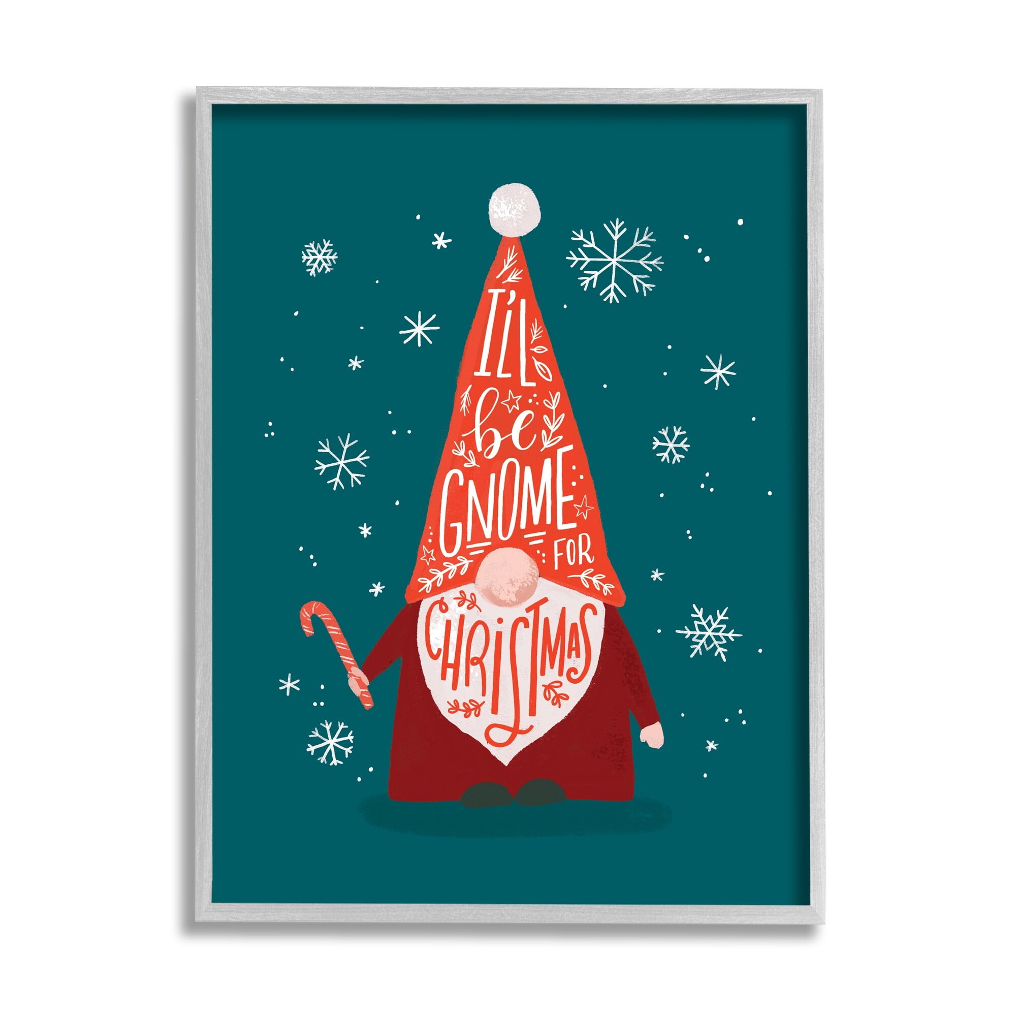 Stupell Indtries Gnome For Christmas Holiday Pun Funny Garden Elf,24 x 30,Design by Loni Harris