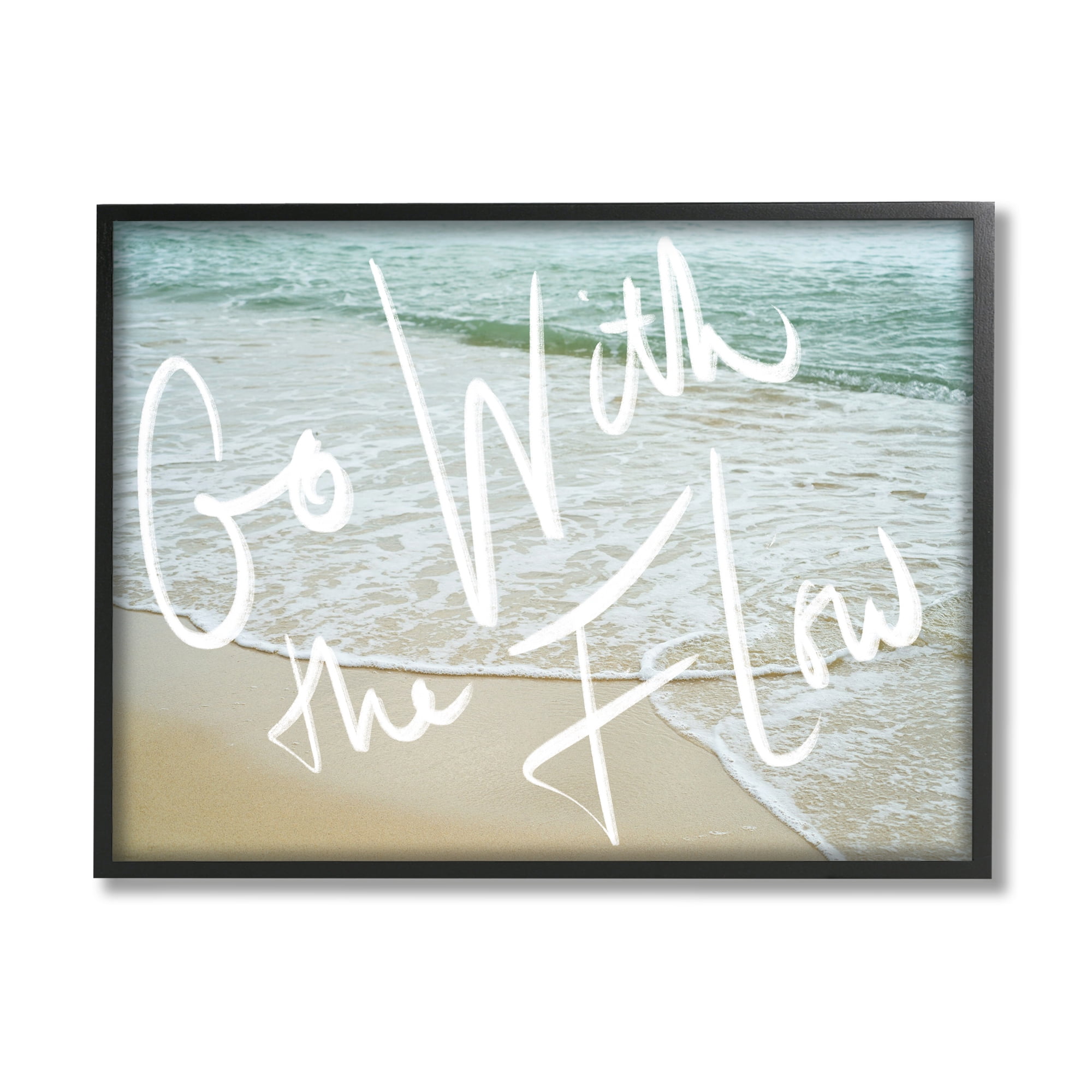 Go With the Flow Beach Tide Black Framed Wall Art, 14 x 11