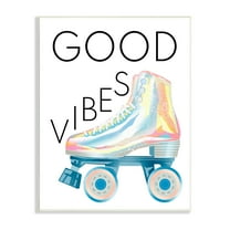 Stupell Indtries Good Vibes Motivational Phrase Vintage Pop Roller Skates,10 x 15,Design by Ziwei Li