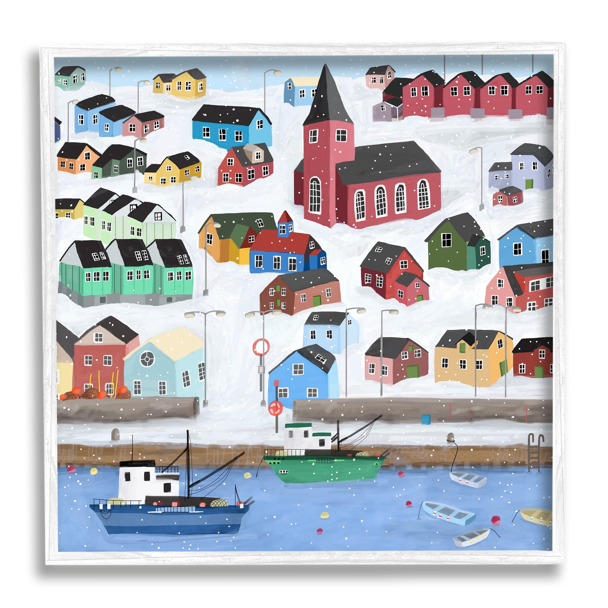 Stupell Indtries Greenland Winter Harbor Cityscape Snowy Landscape,12 x 12,Design by Carla Daly