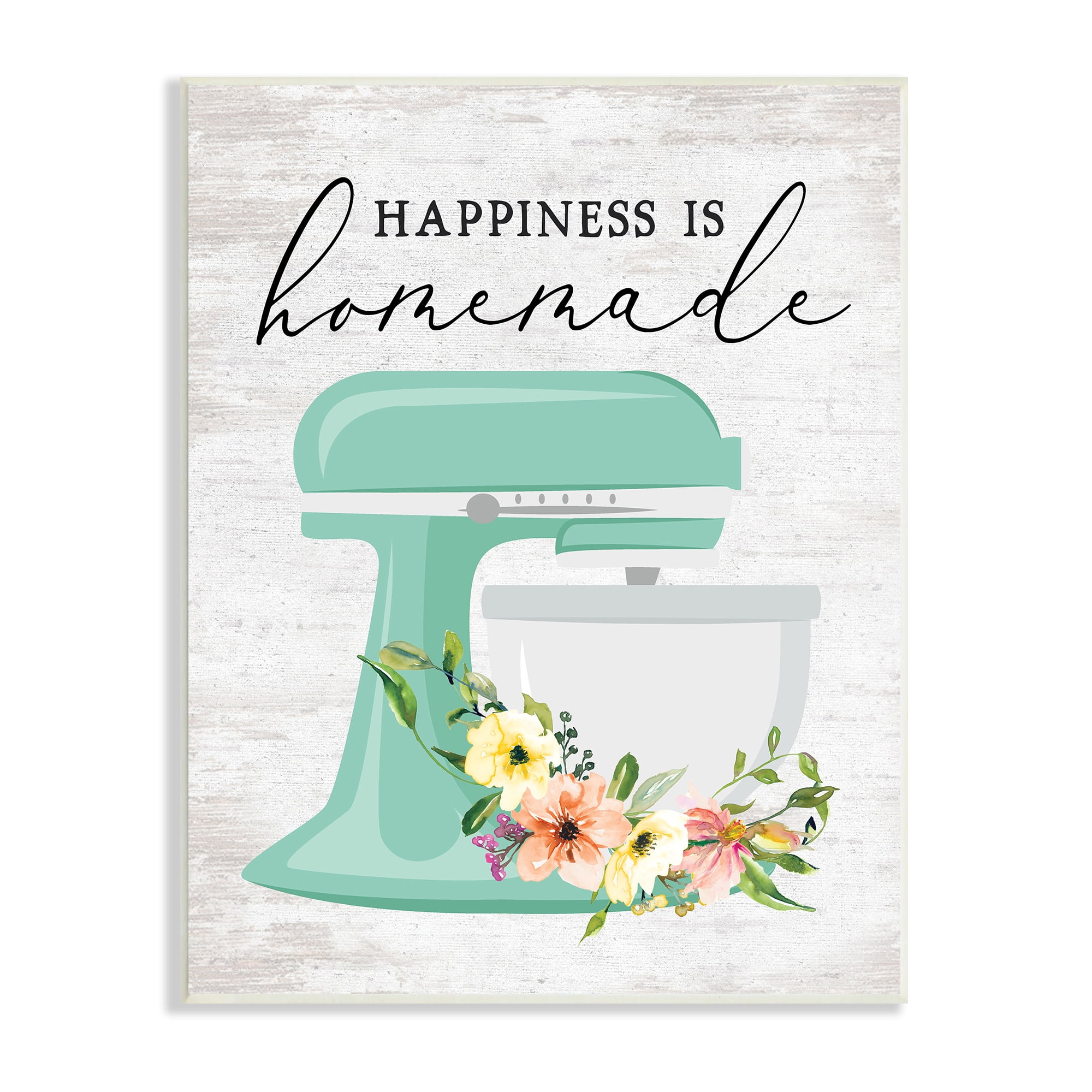 Stupell Indtries Happiness is Homemade Phrase Floral Kitchen Stand Mixer,13 x 19,Design by Lettered and Lined