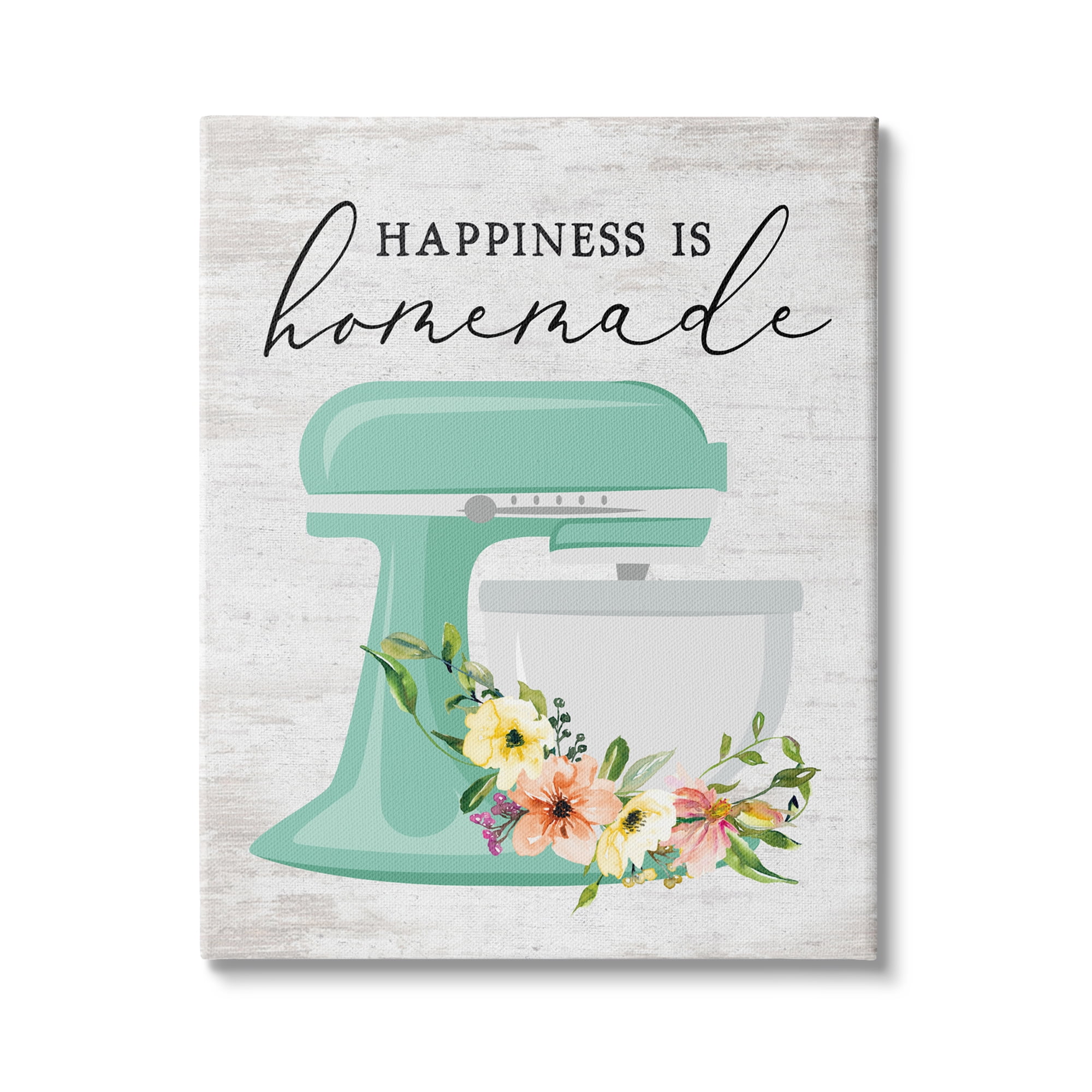 Stupell Indtries Happiness is Homemade Phrase Floral Kitchen Stand Mixer,24 x 30,Design by Lettered and Lined