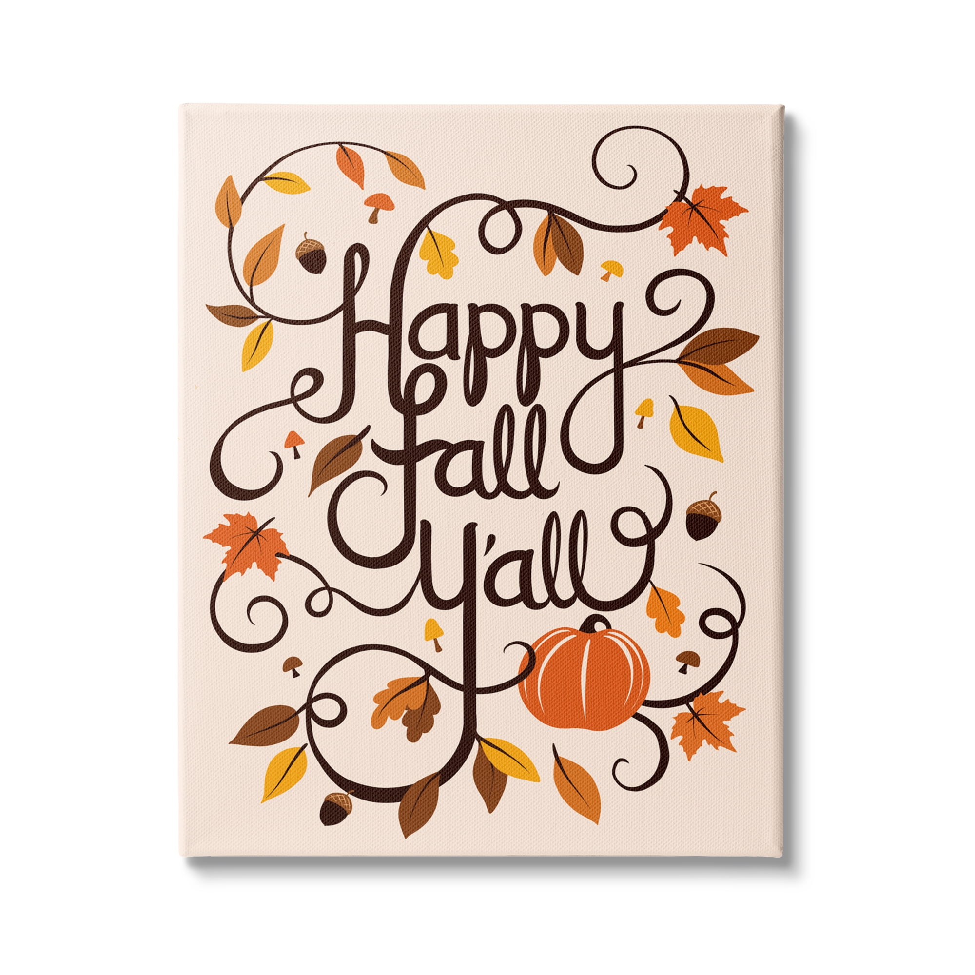 Happy Fall Y'all Autumn Foliage Canvas Wall Art, 30 x 40