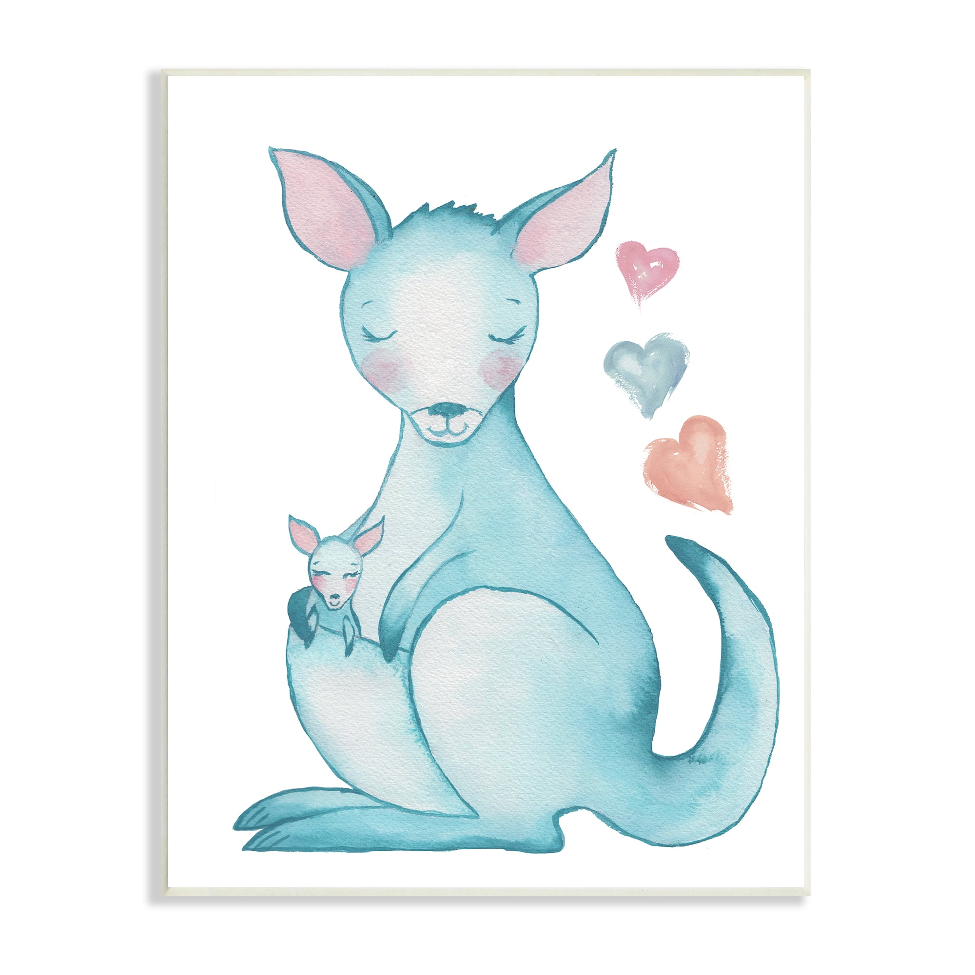 Stupell Indtries Happy Family Kangaroo Baby Floating Heart Shapes,10 x 15,Design by Elizabeth Medley