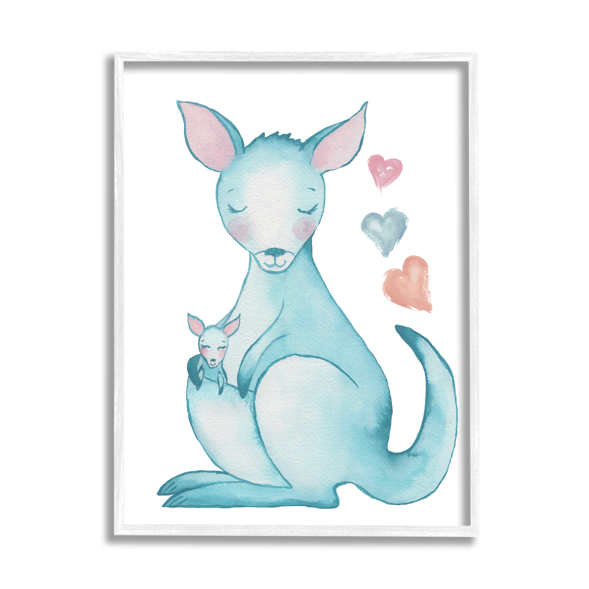 Stupell Indtries Happy Family Kangaroo Baby Floating Heart Shapes,16 x 20,Design by Elizabeth Medley