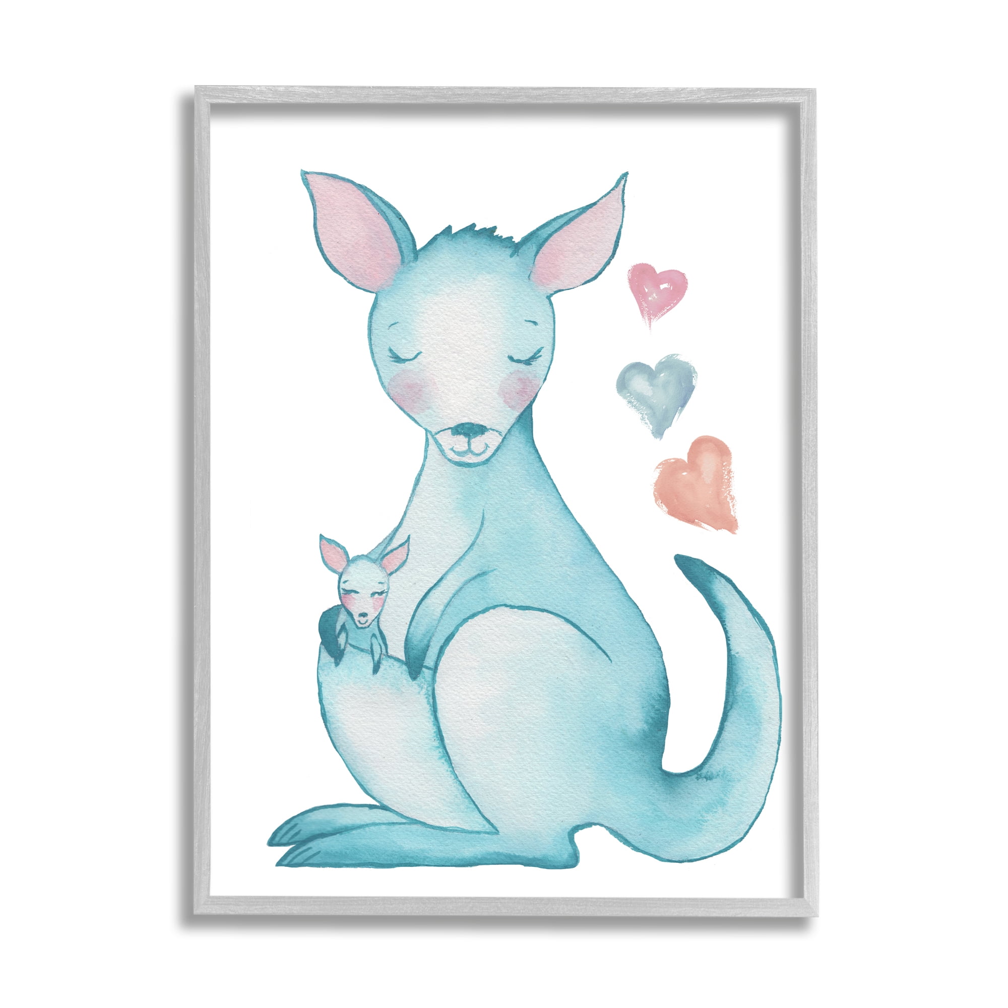 Stupell Indtries Happy Family Kangaroo Baby Floating Heart Shapes,24 x 30,Design by Elizabeth Medley