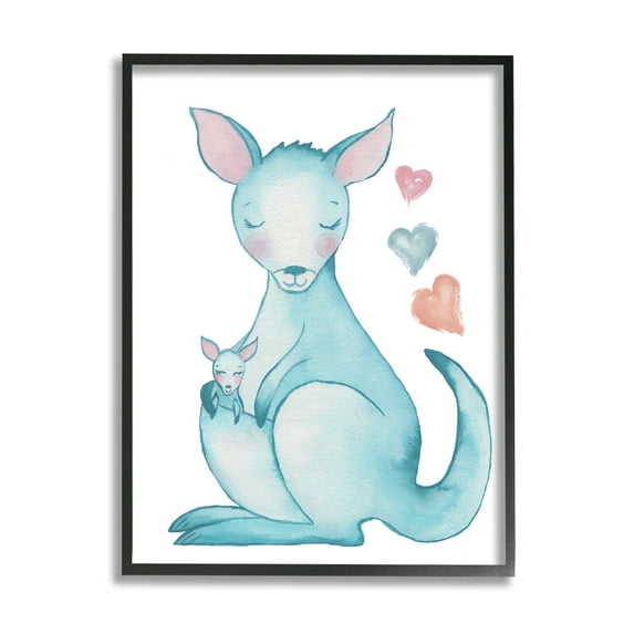 Stupell Indtries Happy Family Kangaroo Baby Floating Heart Shapes,24 x 30,Design by Elizabeth Medley