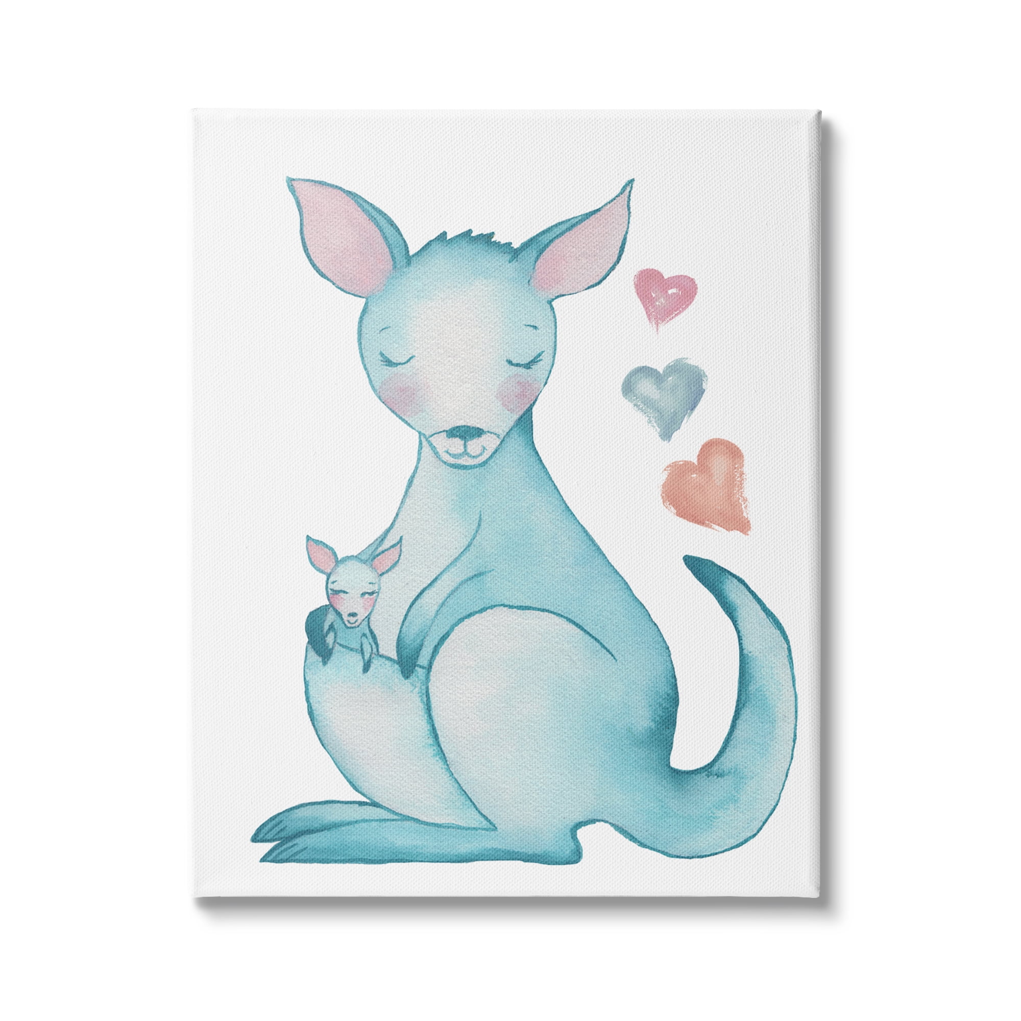 Stupell Indtries Happy Family Kangaroo Baby Floating Heart Shapes,36 x 48,Design by Elizabeth Medley