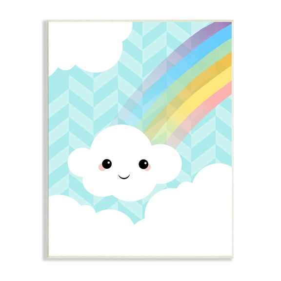 Stupell Indtries Happy Rainbow Cloud Blue Geometric Pattern Sky,10 x 15,Design by Anna Quach