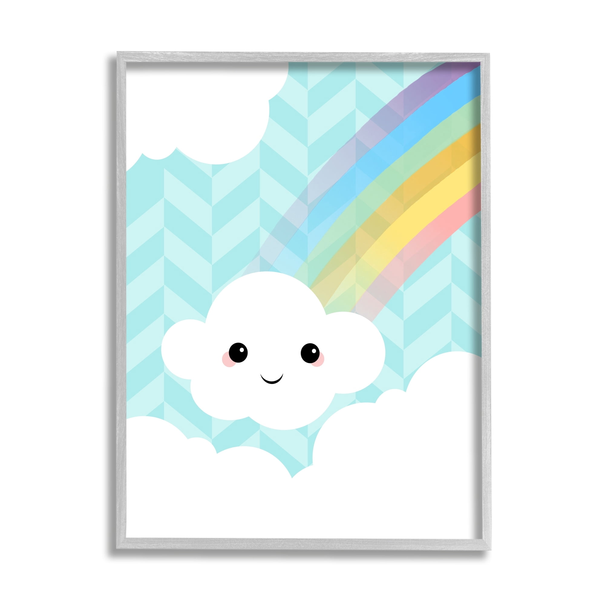 Stupell Indtries Happy Rainbow Cloud Blue Geometric Pattern Sky,11 x 14,Design by Anna Quach