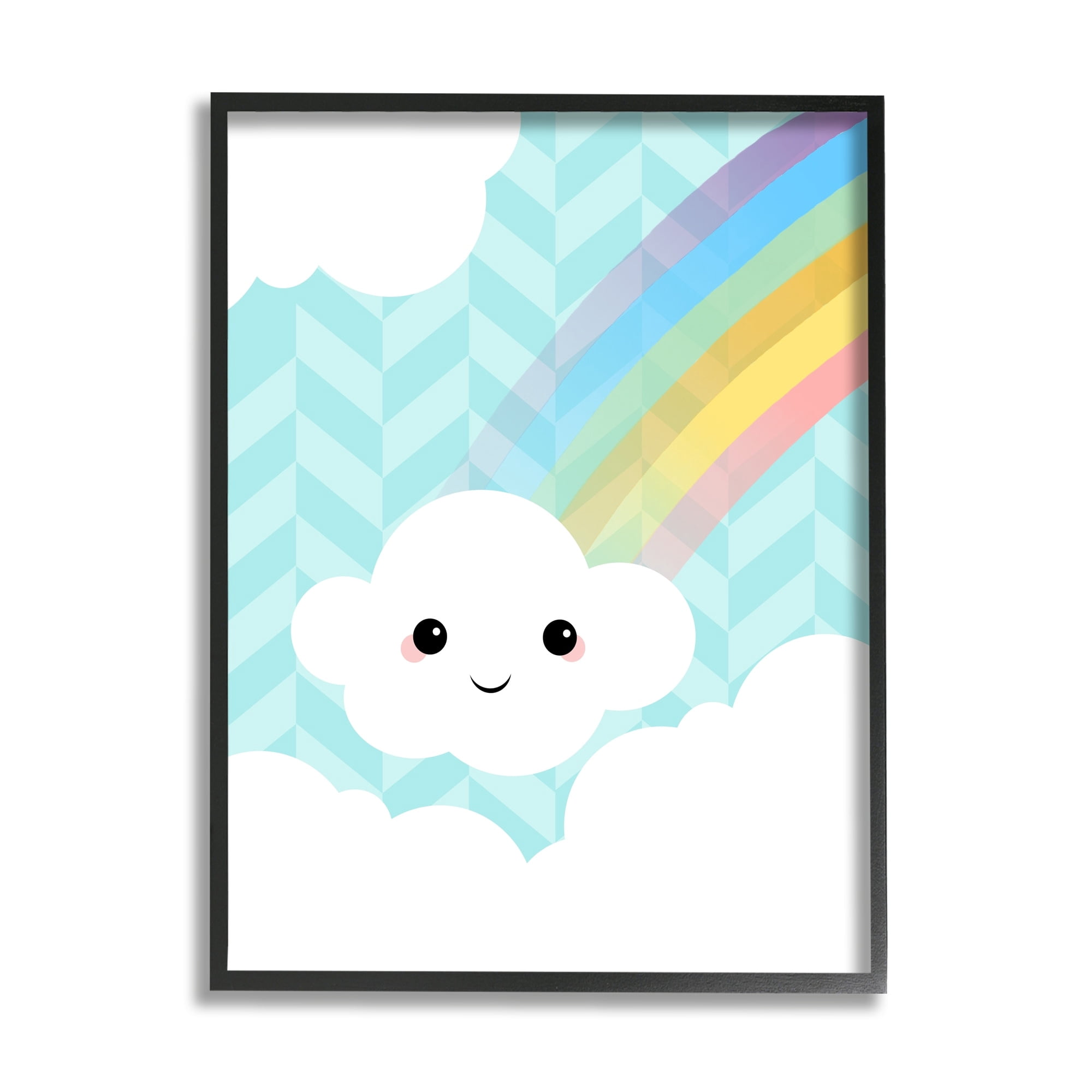 Stupell Indtries Happy Rainbow Cloud Blue Geometric Pattern Sky,11 x 14,Design by Anna Quach