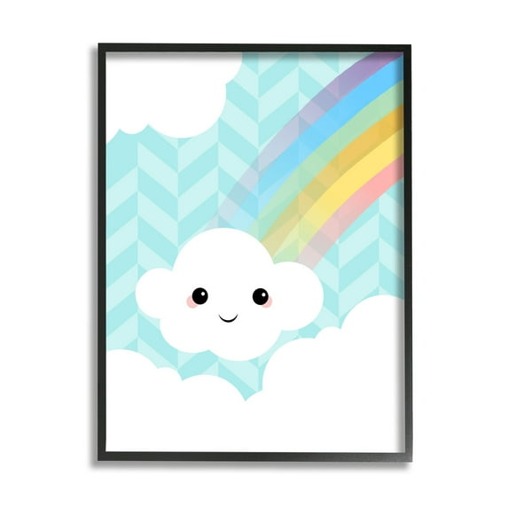 Stupell Indtries Happy Rainbow Cloud Blue Geometric Pattern Sky,11 x 14,Design by Anna Quach