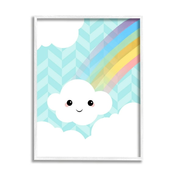 Stupell Indtries Happy Rainbow Cloud Blue Geometric Pattern Sky,24 x 30,Design by Anna Quach