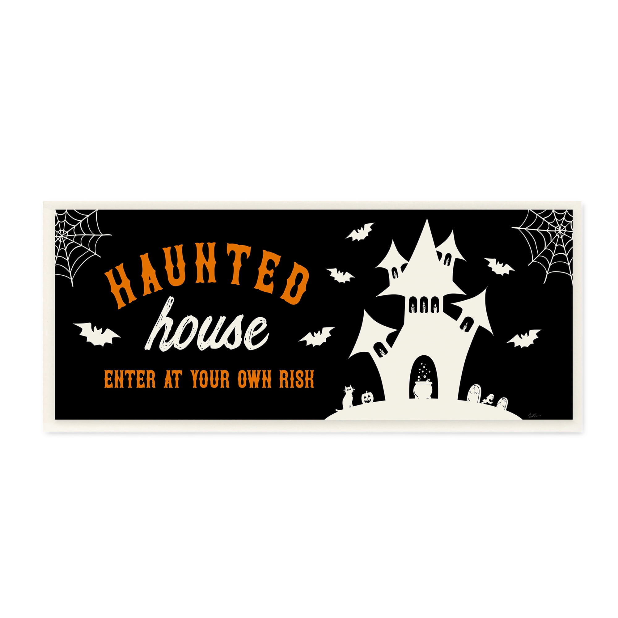 Stupell Indtries Haunted Hoe Enter at Own Risk Spooky Halloween,17 x 7,Design by Natalie Carpentieri