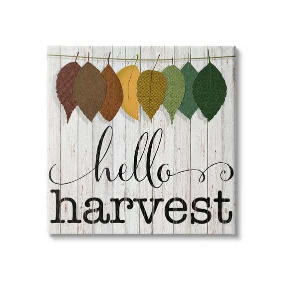 Stupell Indtries Hello Harvest Greeting Autumn Leaves Foliage Illtration,36 x 36,Design by CAD Designs